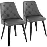 Marche Dining Accent Chair in Black Wood & Grey Leatherette (Set of 2)